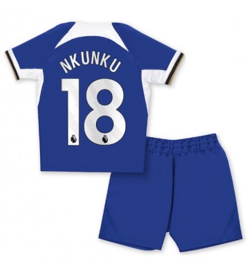 Chelsea Christopher Nkunku #18 Koszulka Podstawowych Dziecięca 2023-24 Krótki Rękaw (+ Krótkie spodenki)